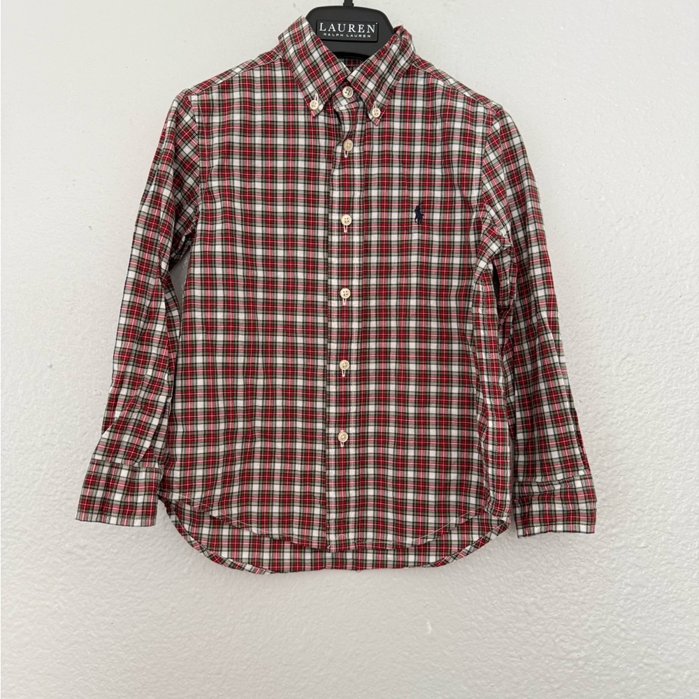 Ralph Lauren Toddler Boy Christmas Holiday Dress Shirt Size: 4